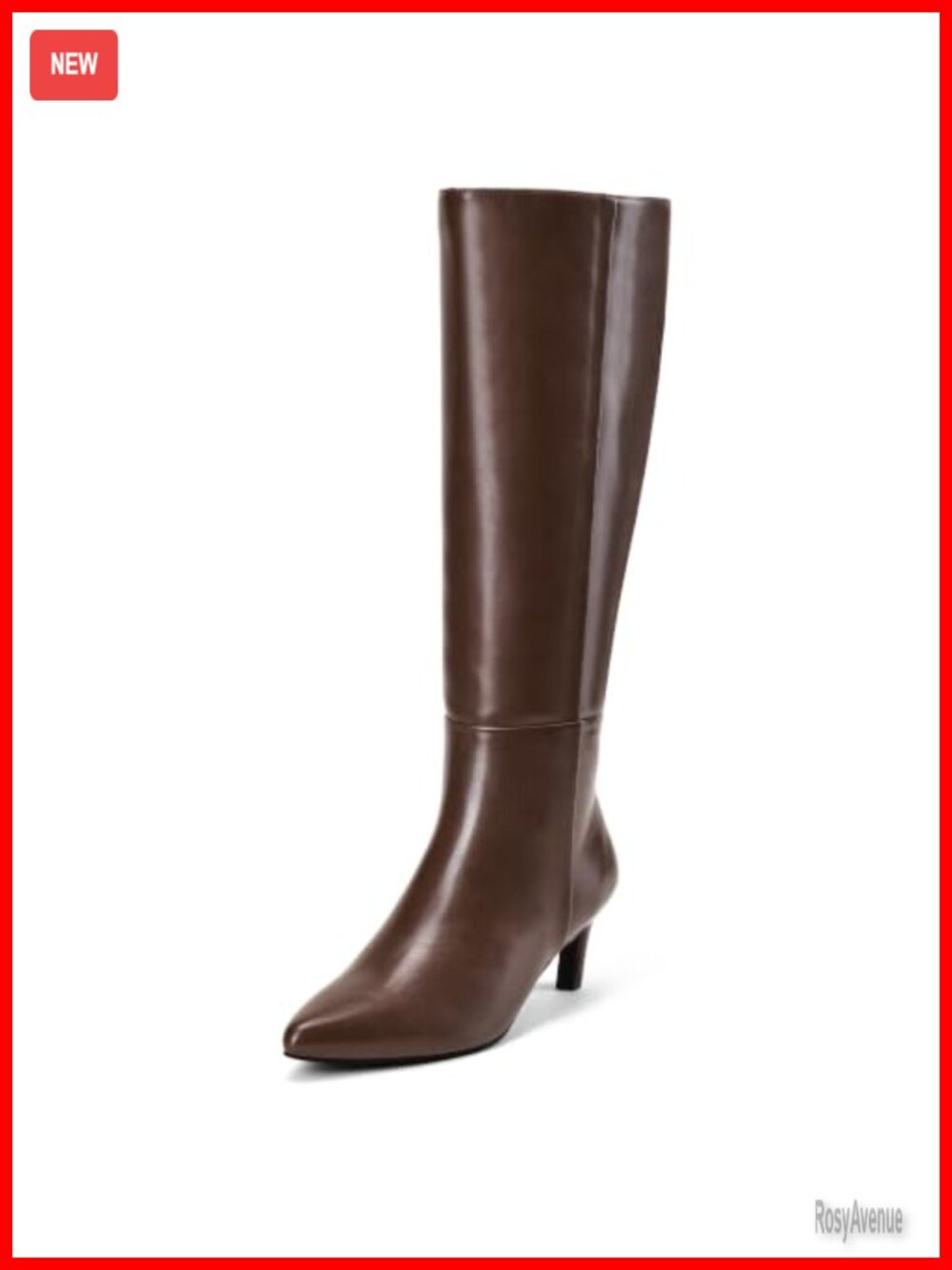 Women's Knee High Boots Low Kitten Heel Pointed Toe Tall Boots Vegan Leather